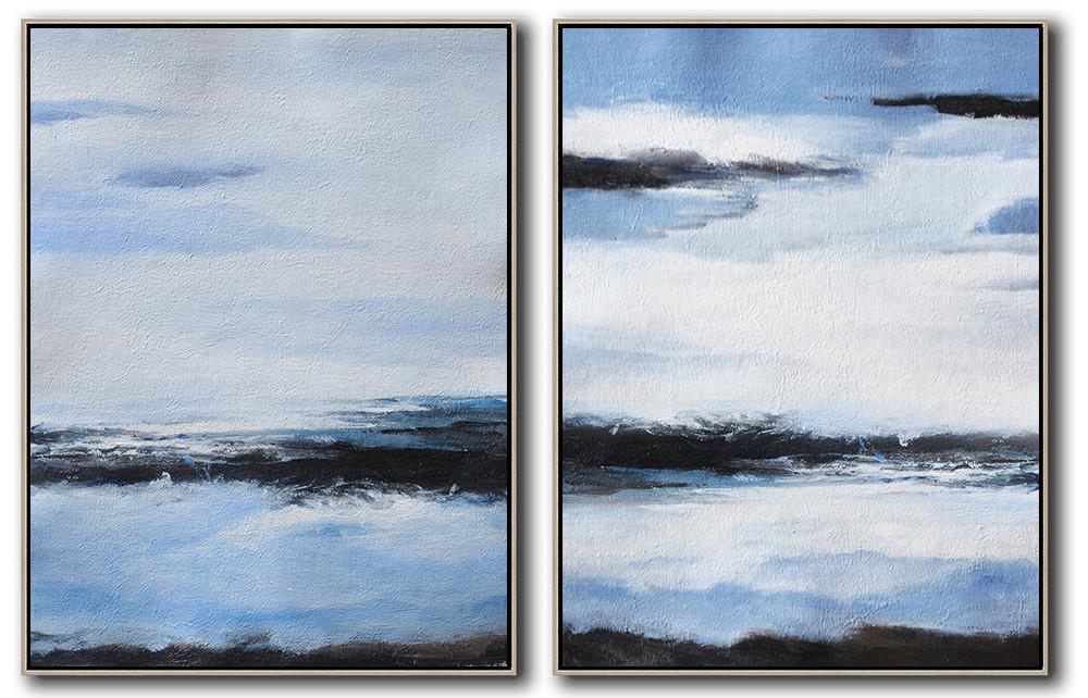 Hand-painted Set of 2 Abstract Painting on canvas, free shipping worldwide contemporary landscape artists